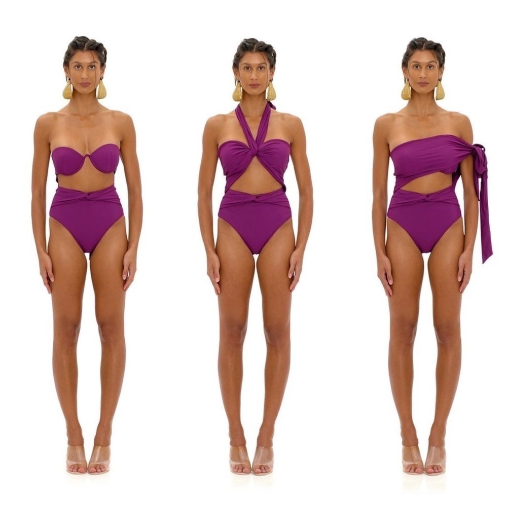 Andrea Iyamah Swimsuit Amina Adjustable Tie Underwire Purple XS NWT
